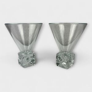 DiSaronno Martini Glasses Melting Ice Cube Base Cocktail Beverage Barware - Pair